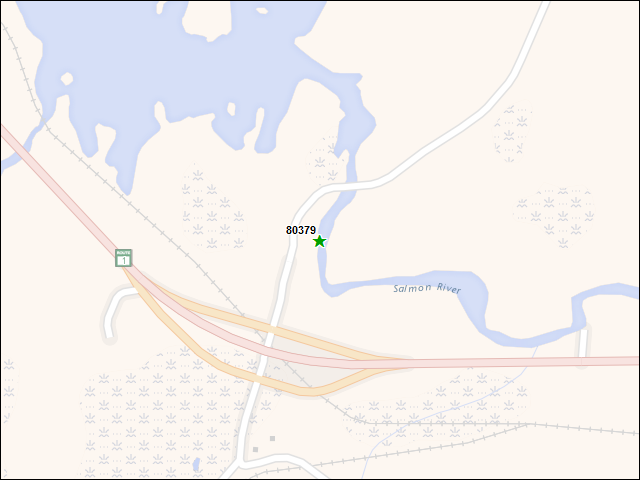 Une carte de la zone qui entoure immédiatement le bien de l'RBIF numéro 80379
