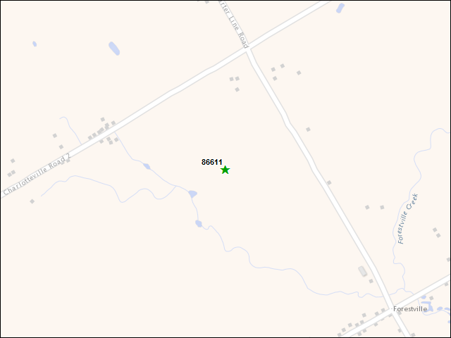 Une carte de la zone qui entoure immédiatement le bien de l'RBIF numéro 86611