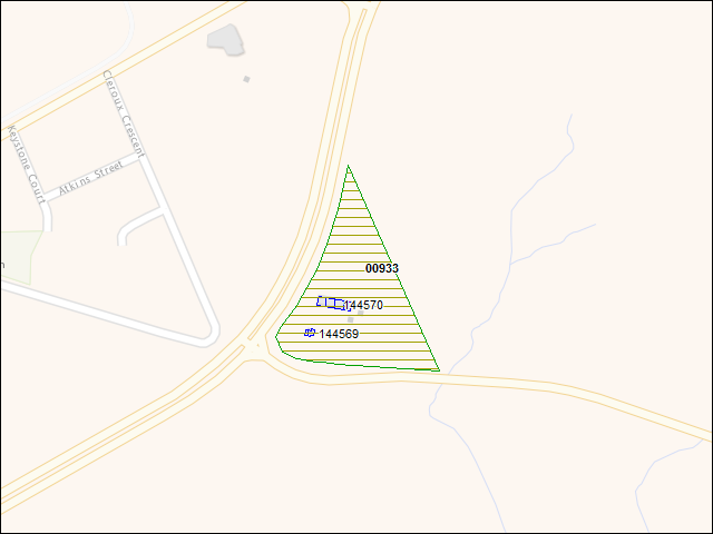 A map of the area immediately surrounding DFRP Property Number 00933
