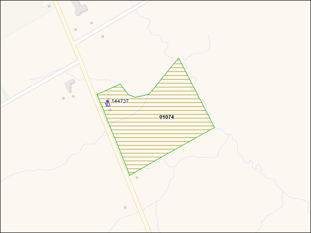 A map of the area immediately surrounding DFRP Property Number 01074