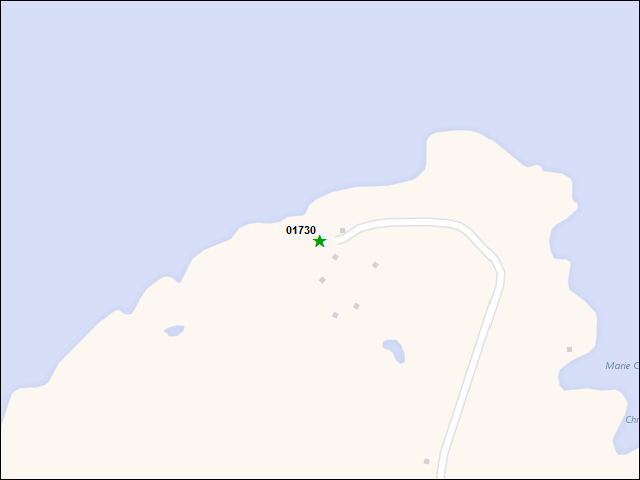 Une carte de la zone qui entoure immédiatement le bien de l'RBIF numéro 01730
