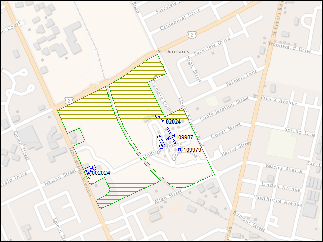 A map of the area immediately surrounding DFRP Property Number 02024