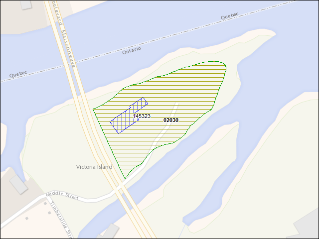 A map of the area immediately surrounding DFRP Property Number 02030