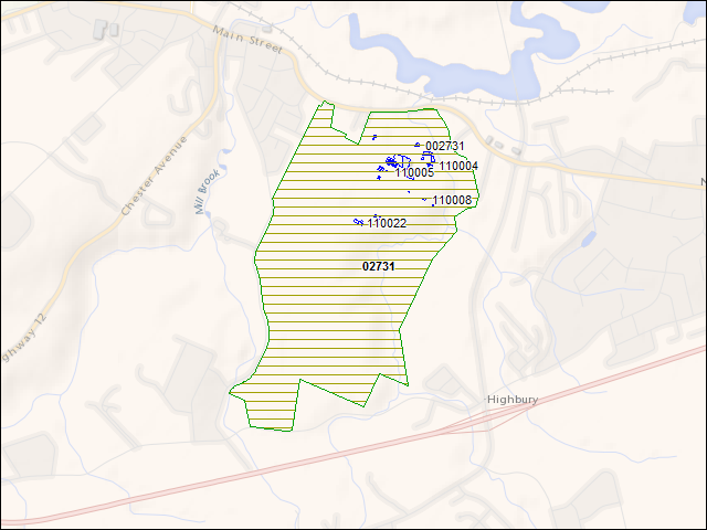 A map of the area immediately surrounding DFRP Property Number 02731