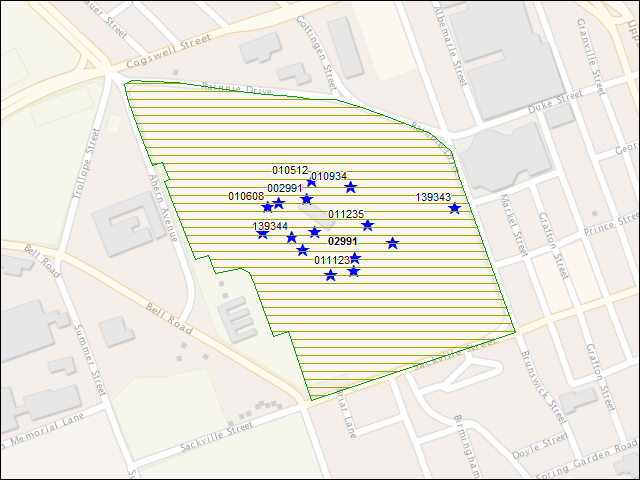 A map of the area immediately surrounding DFRP Property Number 02991