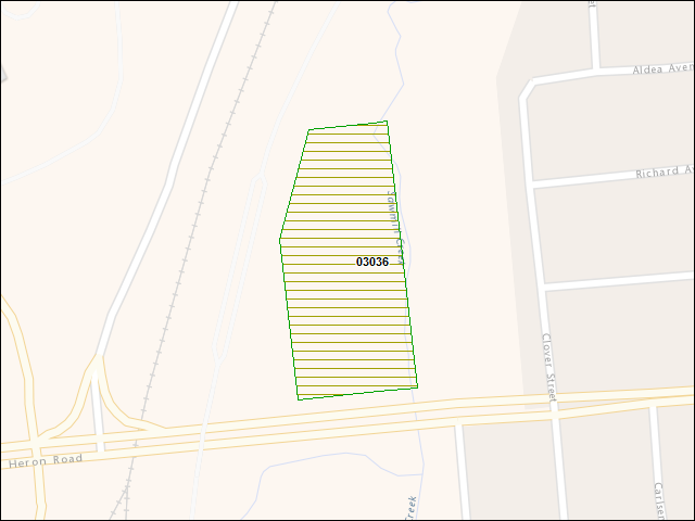 A map of the area immediately surrounding DFRP Property Number 03036