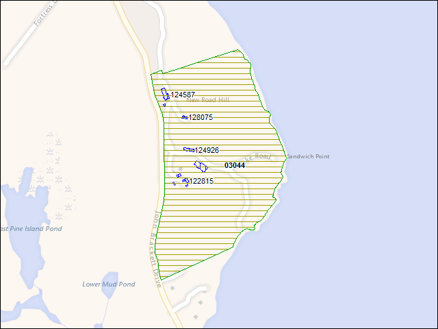 A map of the area immediately surrounding DFRP Property Number 03044