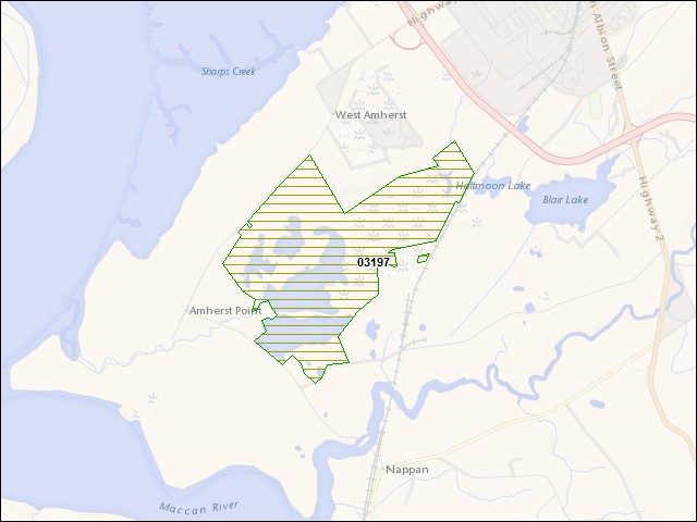A map of the area immediately surrounding DFRP Property Number 03197