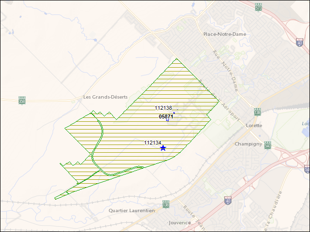 A map of the area immediately surrounding DFRP Property Number 05871
