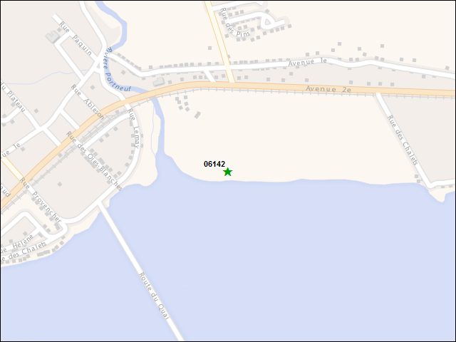 Une carte de la zone qui entoure immédiatement le bien de l'RBIF numéro 06142