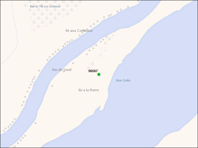 Une carte de la zone qui entoure immédiatement le bien de l'RBIF numéro 06567