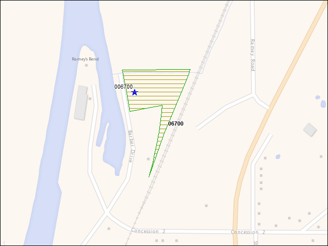 A map of the area immediately surrounding DFRP Property Number 06700