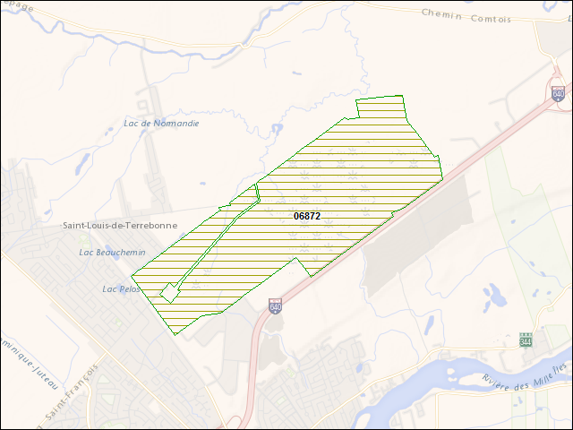 A map of the area immediately surrounding DFRP Property Number 06872