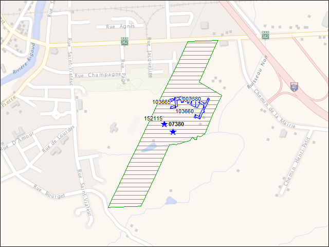 A map of the area immediately surrounding DFRP Property Number 07380