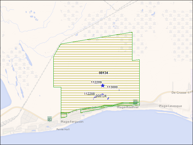 A map of the area immediately surrounding DFRP Property Number 08134