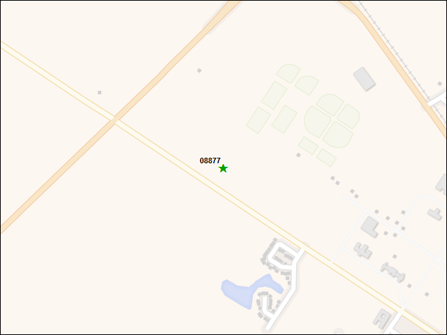 Une carte de la zone qui entoure immédiatement le bien de l'RBIF numéro 08877