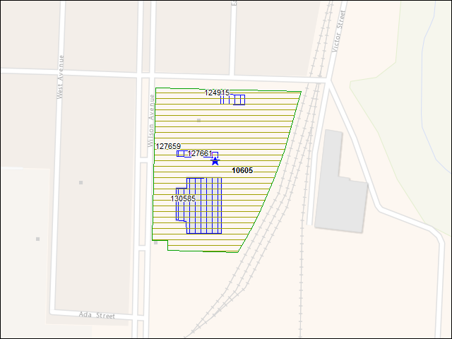 A map of the area immediately surrounding DFRP Property Number 10605