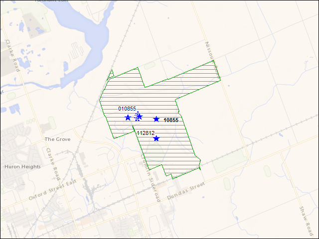A map of the area immediately surrounding DFRP Property Number 10855