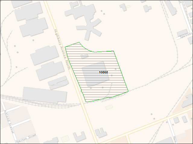 A map of the area immediately surrounding DFRP Property Number 10868