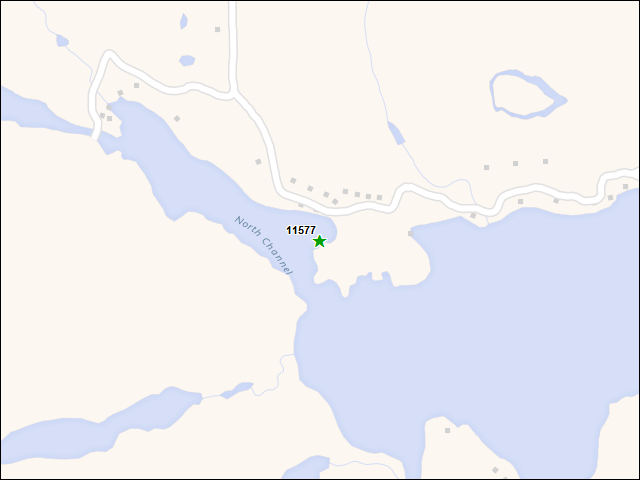 Une carte de la zone qui entoure immédiatement le bien de l'RBIF numéro 11577