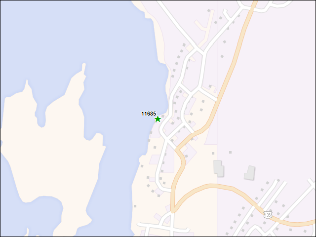 Une carte de la zone qui entoure immédiatement le bien de l'RBIF numéro 11685
