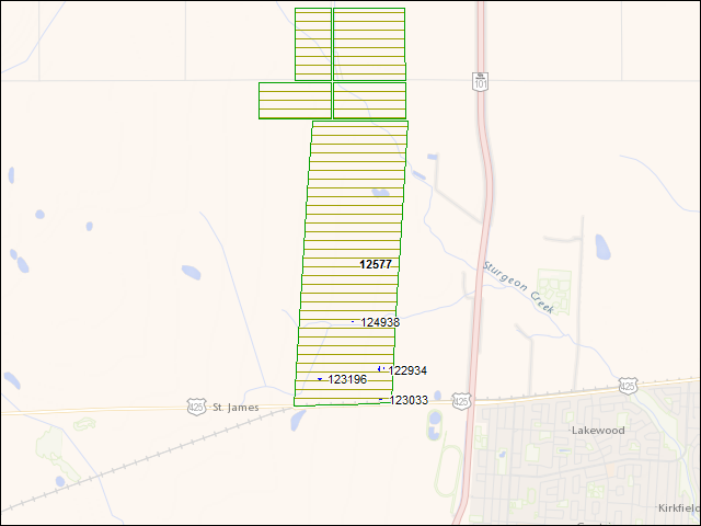 A map of the area immediately surrounding DFRP Property Number 12577