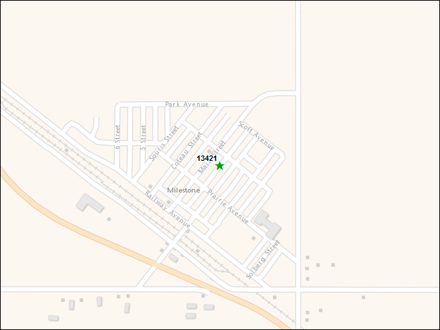 A map of the area immediately surrounding DFRP Property Number 13421