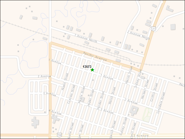 A map of the area immediately surrounding DFRP Property Number 13573