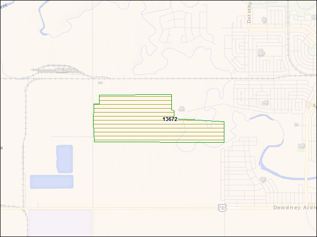 A map of the area immediately surrounding DFRP Property Number 13672