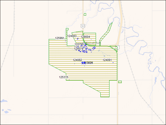A map of the area immediately surrounding DFRP Property Number 13820