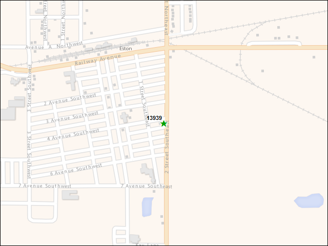 A map of the area immediately surrounding DFRP Property Number 13939