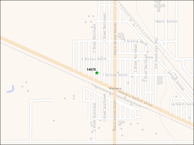 Une carte de la zone qui entoure immédiatement le bien de l'RBIF numéro 14070