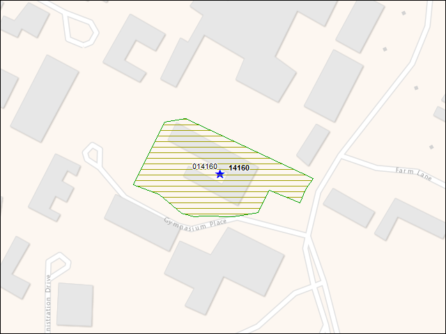 Une carte de la zone qui entoure immédiatement le bien de l'RBIF numéro 14160