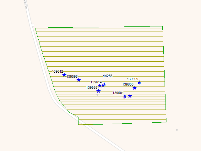 A map of the area immediately surrounding DFRP Property Number 14256