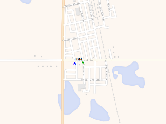 Une carte de la zone qui entoure immédiatement le bien de l'RBIF numéro 14376