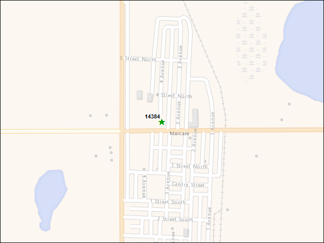 Une carte de la zone qui entoure immédiatement le bien de l'RBIF numéro 14384