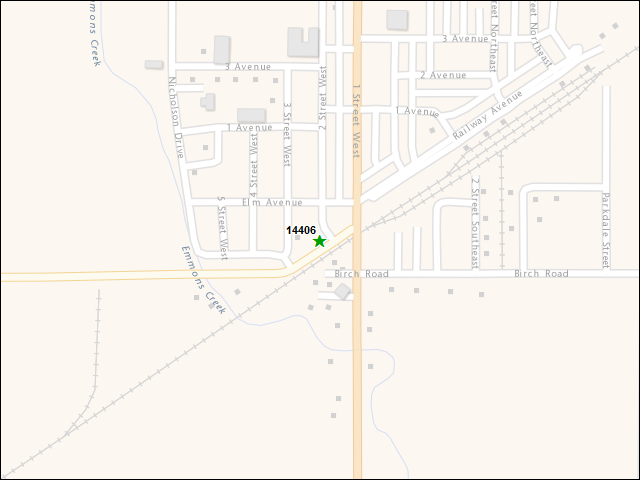 A map of the area immediately surrounding DFRP Property Number 14406