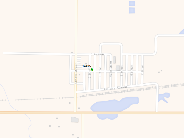 Une carte de la zone qui entoure immédiatement le bien de l'RBIF numéro 14425