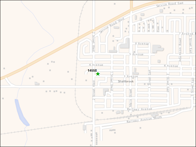 A map of the area immediately surrounding DFRP Property Number 14558