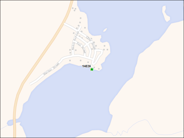 A map of the area immediately surrounding DFRP Property Number 14836