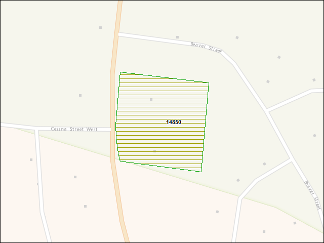 A map of the area immediately surrounding DFRP Property Number 14850