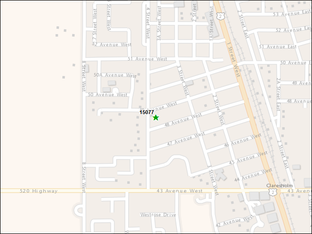 A map of the area immediately surrounding DFRP Property Number 15077