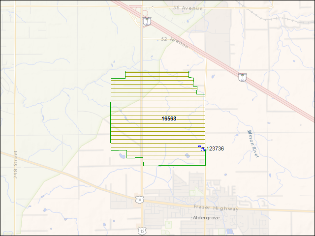 A map of the area immediately surrounding DFRP Property Number 16568