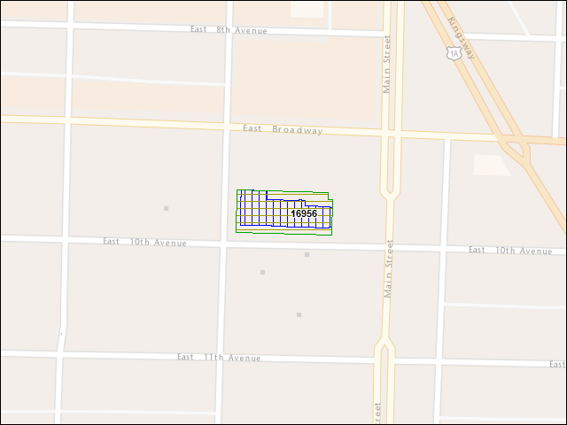 A map of the area immediately surrounding DFRP Property Number 16956