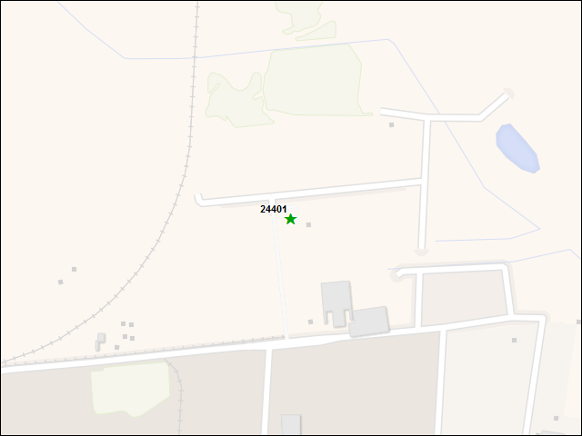 Une carte de la zone qui entoure immédiatement le bien de l'RBIF numéro 24401