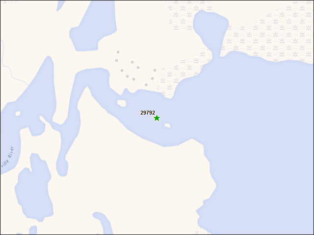 Une carte de la zone qui entoure immédiatement le bien de l'RBIF numéro 29792