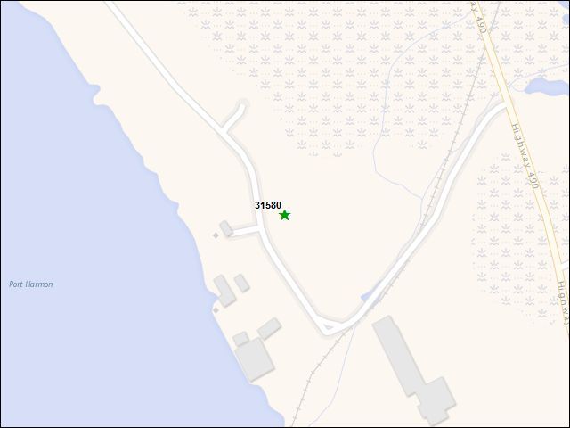 Une carte de la zone qui entoure immédiatement le bien de l'RBIF numéro 31580