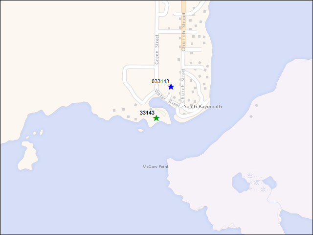 Une carte de la zone qui entoure immédiatement le bien de l'RBIF numéro 33143