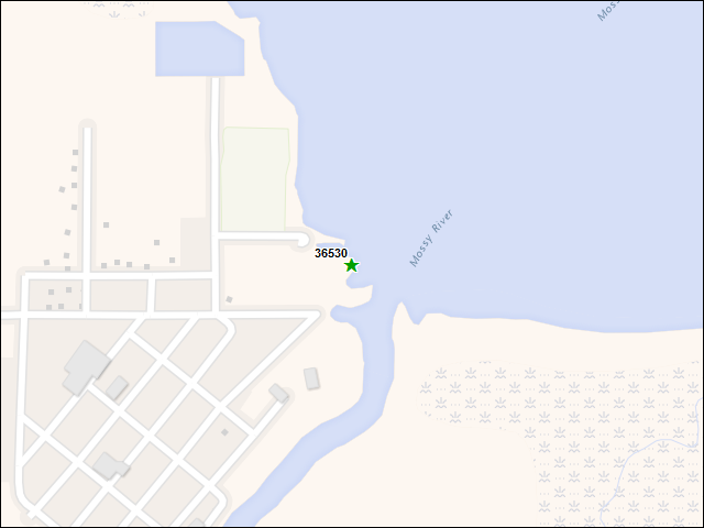 Une carte de la zone qui entoure immédiatement le bien de l'RBIF numéro 36530