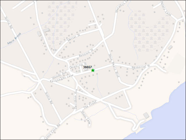 Une carte de la zone qui entoure immédiatement le bien de l'RBIF numéro 36657